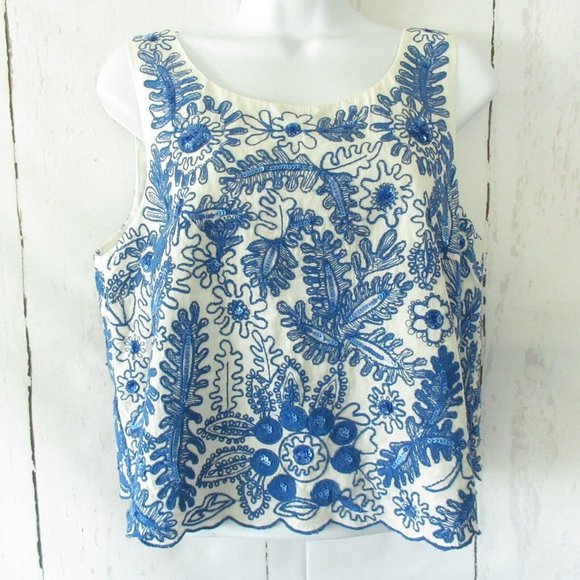 Anthropologie Tops - SOLDMoulinette Soeurs Top Embroidered Crop Scallop